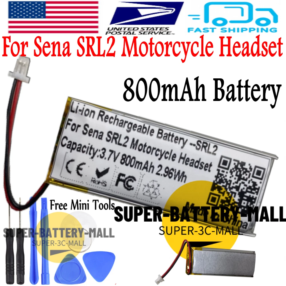 800mAh Replacement Battery For Sena SRL 2 SRL2 Motorcycle