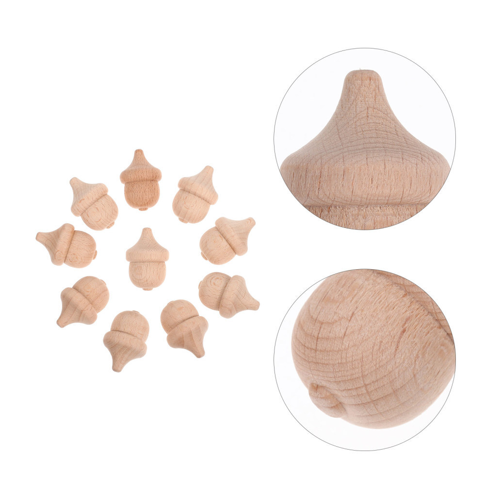10 Pcs Peg Doll Wooden Acorns Woody DIY Painting Toy Landscaping Ornament