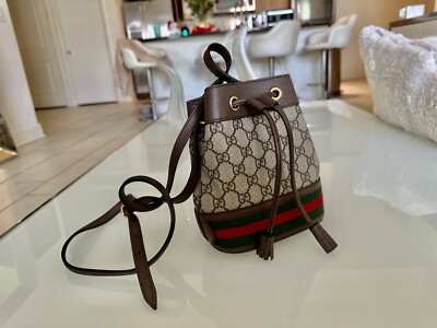 Gucci Ophidia Bucket Bag GG Coated Canvas Small Brown. Store