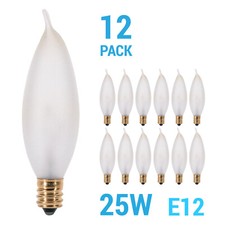 12 Pack 25w 120v Ca8 Chandelier Frosted Flame Tip Candle Bulb Candelabra E12 12 Pack 25w 120v Ca8 Chandelier Frosted Flame Tip Candle Bulb Candelabra E12
