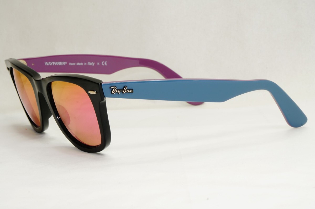 Ray-Ban Sunglasses Wayfarer Black Blue Mirror Violet Fuxia Ray-Ban Sunglasses Wayfarer Black Blue Mirror Violet Fuxia