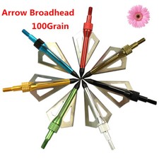 12X Archery Arrowheads 3 Blade 100 Grain Compound Bow Crossbow Broadhead Tip