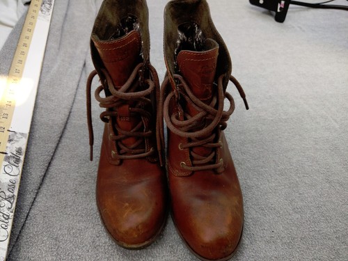 Timberland Earthkeepers Womens 8.5 39.5 Red Leather Lace-Up Boots Heel Ankle - Picture 2 of 12