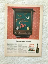 1946 Four Roses Whiskey Print Ad Boeing Airplane Print Ad Stratocruiser
