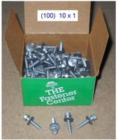 Box Of 100 Hillman Self-piercing Sheeter Neoprene Washer Screws - 10x1 Box Of 100 Hillman Self-piercing Sheeter Neoprene Washer Screws - 10x1