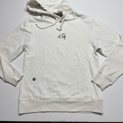 TIM COPPENS Acid Pullover Hoodie in Light Ivory Size: Medium Flawed- Stains