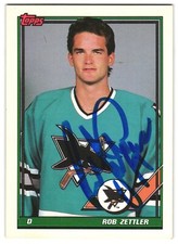 Rob Zettler 1991 Topps  #272 San Jose Sharks Autograph Card