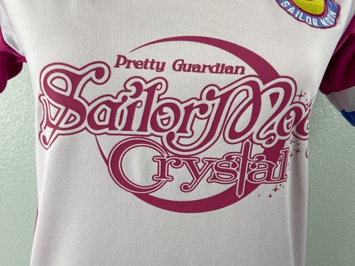 Camicia donna Sailor Moon Crystal piccola maglia bianca rosa ricamata - Foto 3 di 12
