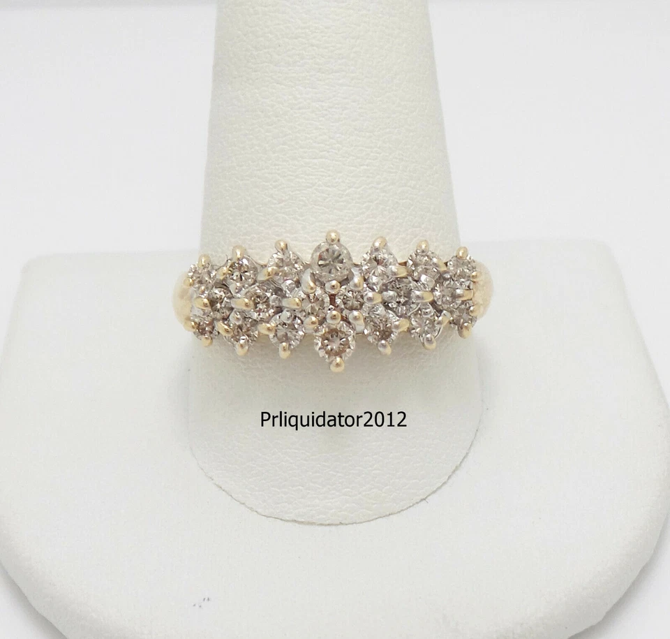 复古 1 克拉天然钻石镶嵌鸡尾酒结婚戒指 10K 黄金 — 第 2/4 张图片