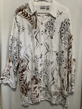 Chico  s 100 Linen Shirt Jacket Floral With Pockets Size 2