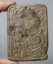 75MM Collect China Old Jade Carved Animal Auspicious Beast Amulet Pendant Z6