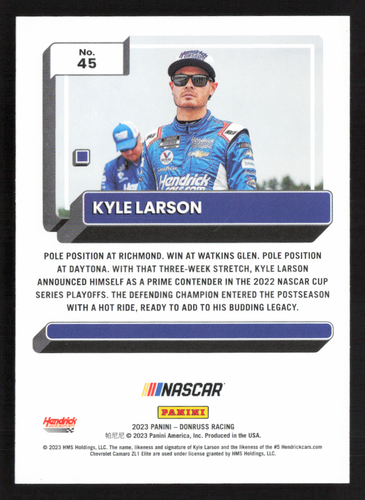 Kyle Larson signiert 2023 Donruss Racing Base #45 - Bild 2 von 2