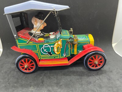 LINE MAR TOYS【JALOPYリモコン欠】tinブリキcar箱付toy 1960's Mystery Action Jalopy Tin Battery Operated Toy Car Yonezawa