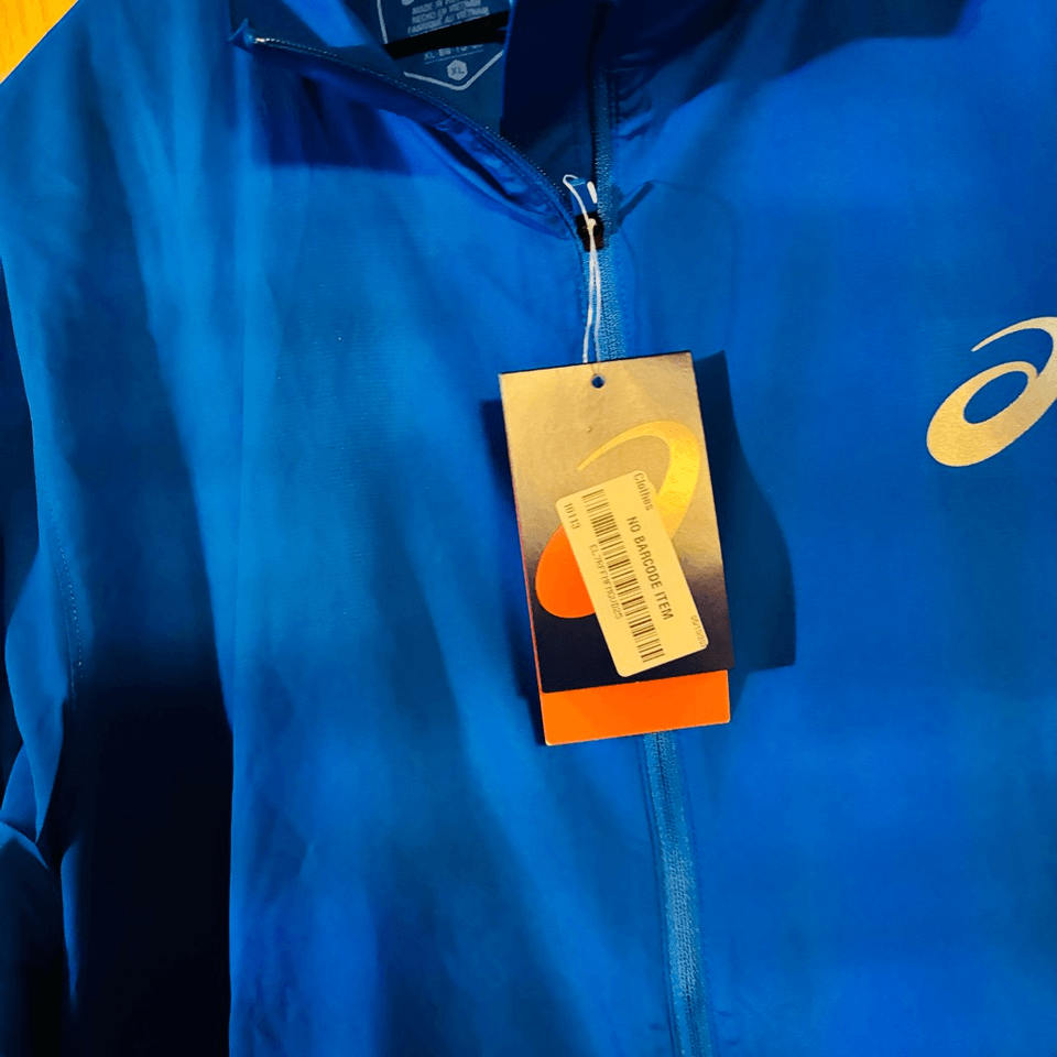 Asics Men’s Blue FullZip Windbreaker Jacket Size XL NWT Lightweight