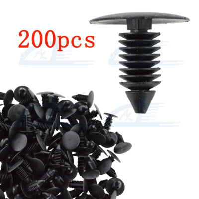 200X 8mm Bumper Clips Auto Car Hole Plastic Rivets Fastener Fender Push Pin NEW