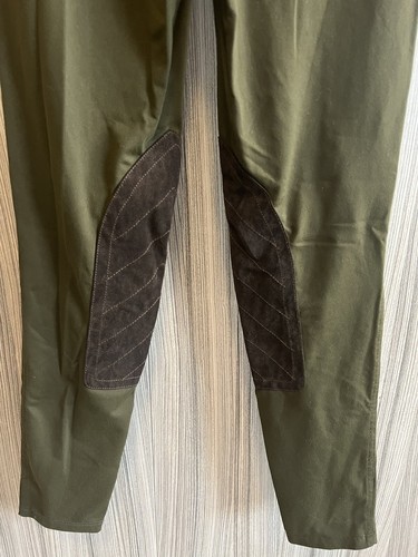 Rugby Ralph Lauren Green Stretch With Suede Patch Equestrian Leggings S Small - Picture 3 of 5