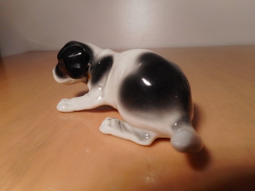 Escultura Estatua Perro Negro Blanco Biscuit Porcelana - Imagen 2 de 9