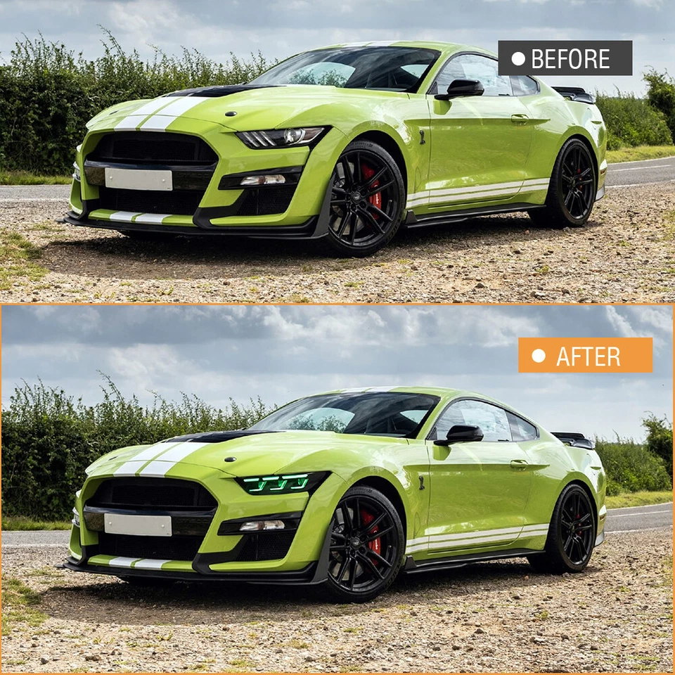 Par de faros LED RGB para Ford Mustang 2015 2016 2017 conjunto de faros delanteros Foto 3 de 4