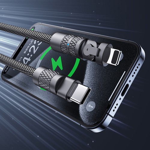 USB to Type C Charging Cable Lead Heavy Duty 120W 6A Super Fast 180° Rotation - Picture 5 of 16