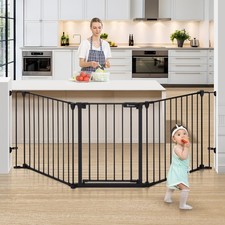 COMOMY 80 Extra Wide Baby Gate, Dog Gate for House Stairs Doorways Fireplace,