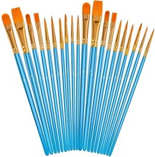 Soucolor Acrylic Paint Brushes Set, 20 Pcs Pointed Tip Artist Paintbrushes Blue