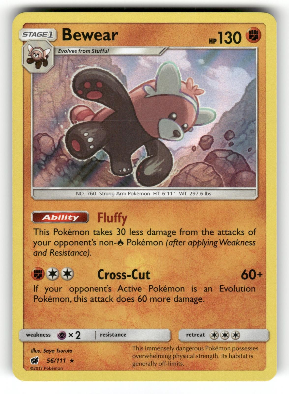 Bewear NM 56/111 Crimson Invasion Pokemon Holo Rare