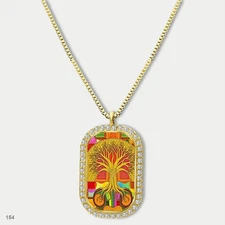 Amazing Colorful Tree of Life Pendant Necklace Chain Graphic Dog Tag Chain Gift