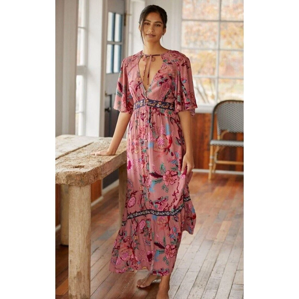 green emerald velvet dress Maeve Anthropologie Embroidered Tiered Tunic Dress  White Chocolate Couture