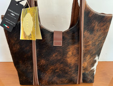 CAVALCANTI LUXURY ANIMAL PRINT CALFHAIR & LEATHER BUCKLE DESIGNER HANDBAG NWT 8