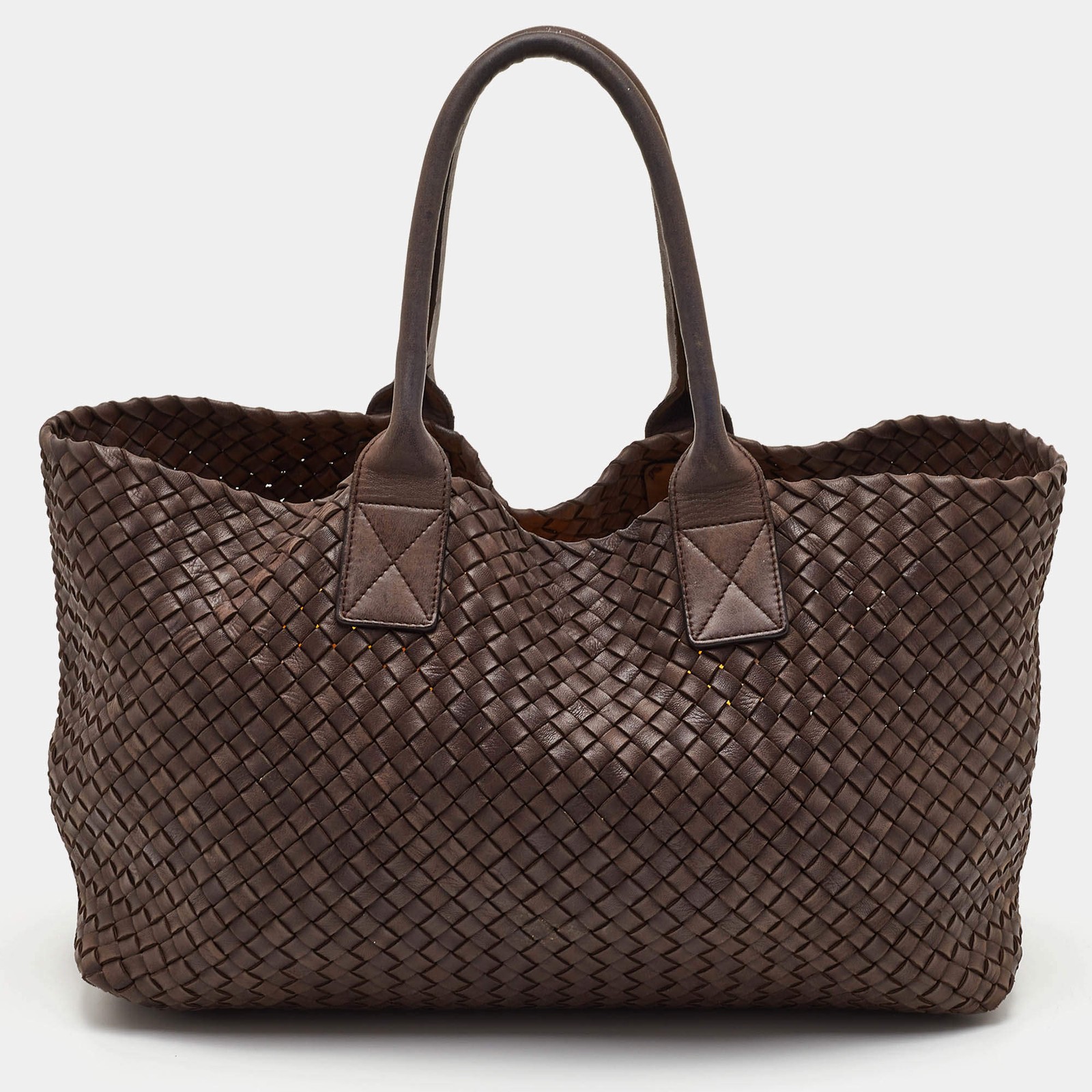 Bottega Veneta Cabat Brown Intrecciato Leather Tote