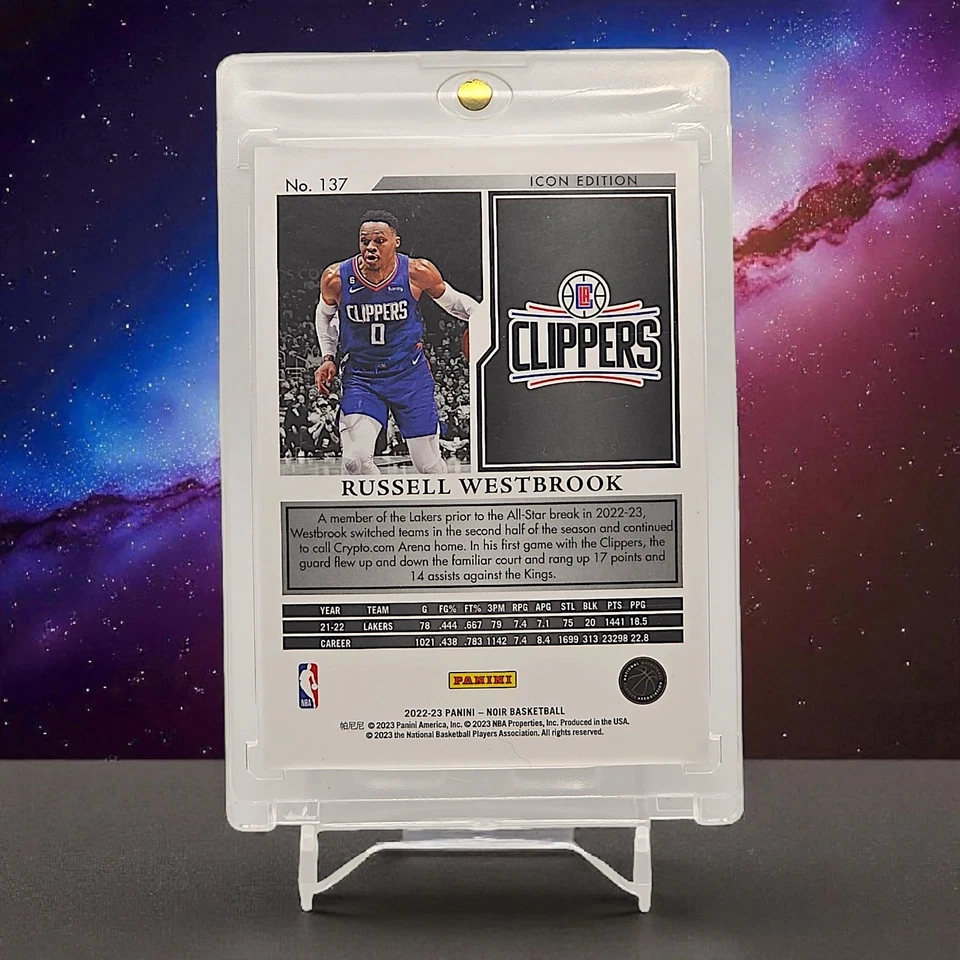 Cortapelos Panini Noir Russell Westbrook Icon Edition 15/99 2022-23 + estuche Foto 2 de 2