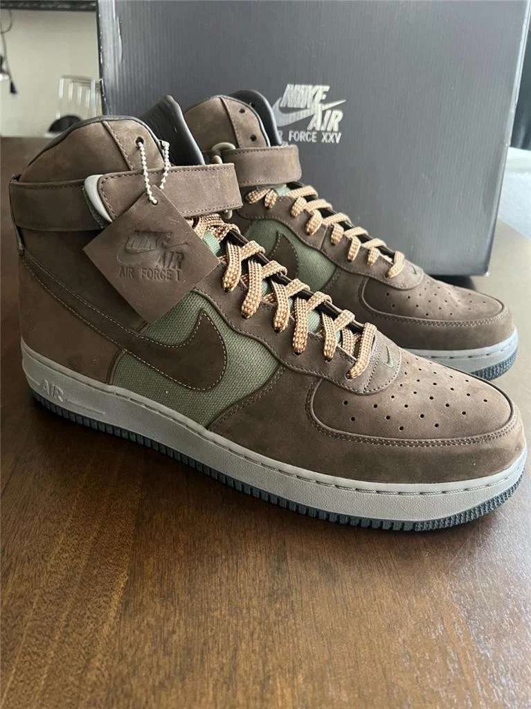 Nike Air Force Hi Bobbito Beef n Broccoli Olive Brown 318431-321 Men\'s 10 RARE Nike Air Force 1 High Premium Bobbito 2007 - 318431-321 for  main image 2