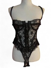 Frederick  s of Hollywood Black Lace Corset Bodysuit Size 36