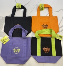 Trade Joe's Halloween Trick-or-Treat Mini Canvas Totes Brand New