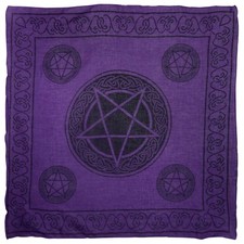 Pickled Moon Pentagram Wall Hanging Altar Cloth Scarf Purple Pentacle Cotton ...