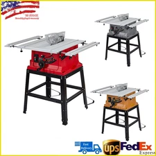 10" Table Saw 15 Amp 5000RPM Woodworking Saw With Stand 90° Cross Cut Portable