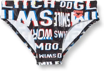 ARENA Jungen Slip Badehose Neon Glitch Schwimmhose Brief, schwarz-Multi, D128