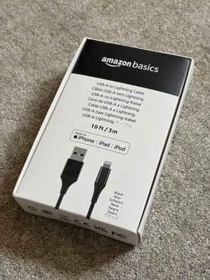 10FT/3M Black AmazonBasics MFi-Certified USB A Lightning Cable Apple iPhone iPad