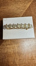 Vintage Made in France Gold Tone Hair Barrette Crystal Rhinestone Clip