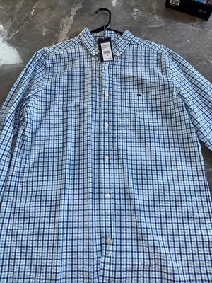 Vineyard Vines Classic Fit Saunders Tucker Shirt Men M  Green Blue