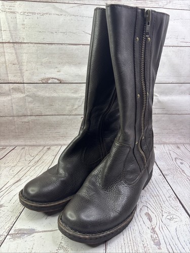 Born Studded Leather Riding Boots Womens Size US 8.5 M Dark Brown Double Zip - Picture 3 of 17
