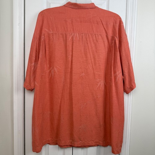 Tommy Bahama 100% Silk Mens XXL Coral Bamboo Print Button Up Shirt Camp Shirt - Picture 4 of 5