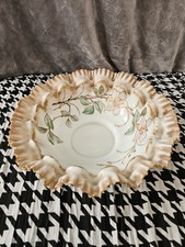 Ciotola porcellana A. Lanternier Limoges dipinta a mano Francia bordo oro antico 11"