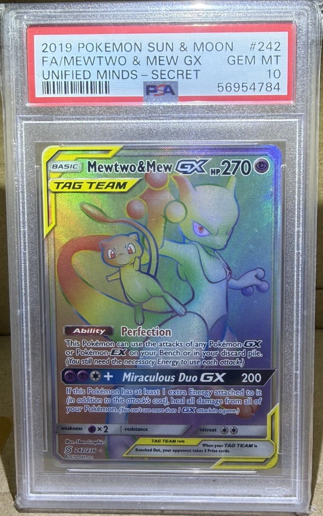 Pokemon Mewtwo & Mew Gx Unified Minds 242/236 Secret PSA 10 Gem Mint