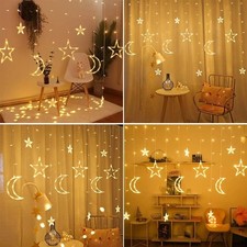 Star Moon LED String Lights Battery Powered 3.5m Fairy Curtain Decor