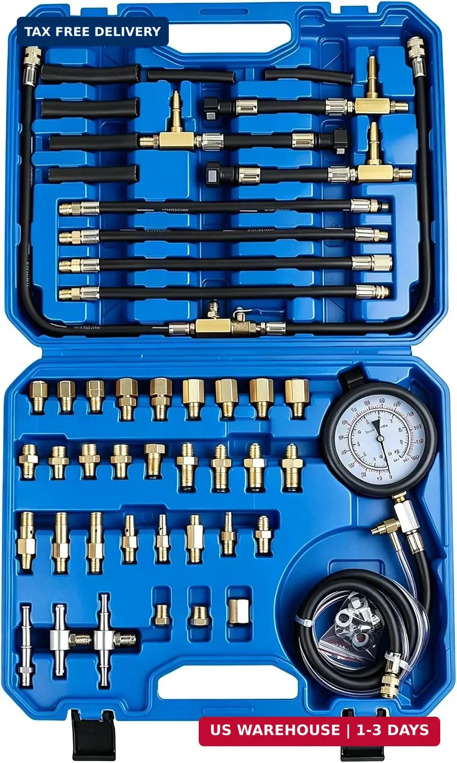 Gnhydxf Fuel Injection Pressure Tester Kit- for PFI & TBI Systems 0-140 PSI with