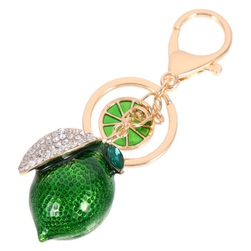 Simulated Lemon Keychain Keyring -shape Rhinestone Fruit Pendant - Picture 4 of 14