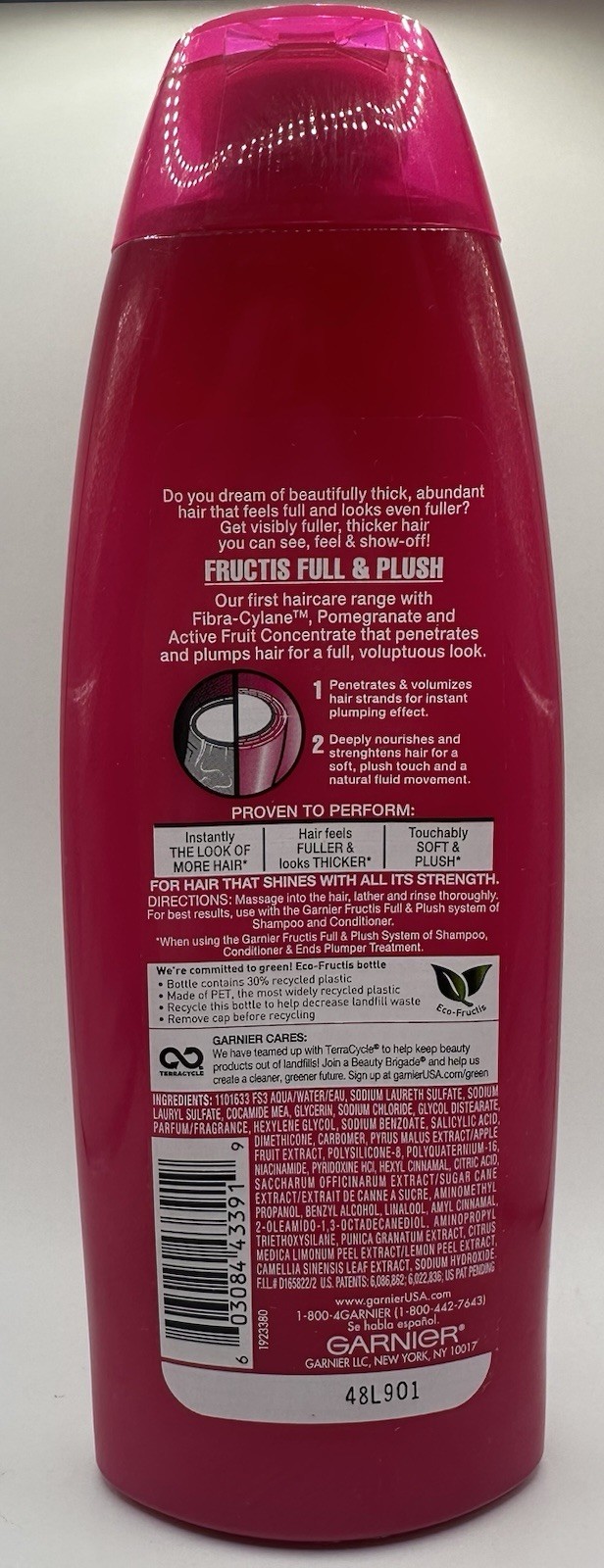 2x Garnier Fructis Full & Plush Fortifying Shampoo 13oz Discontinued Pomegranate