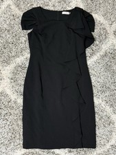 Calvin Klein Women’s Sheath Dress Business Ruffle Front Size 8 Black