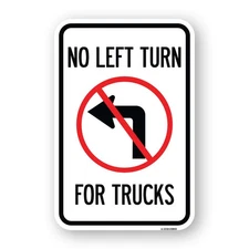 No Left Turn for Trucks with Graphic Heavy Gauge Aluminum Parking Sign